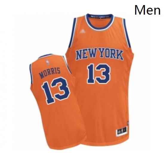 Mens New York Knicks 13 Marcus Morris Authentic Orange Alternate Basketball Jersey